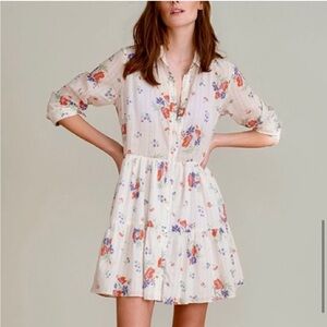 NWT Veronica Beard Jemila Floral-Print Shirtdress, Sz L